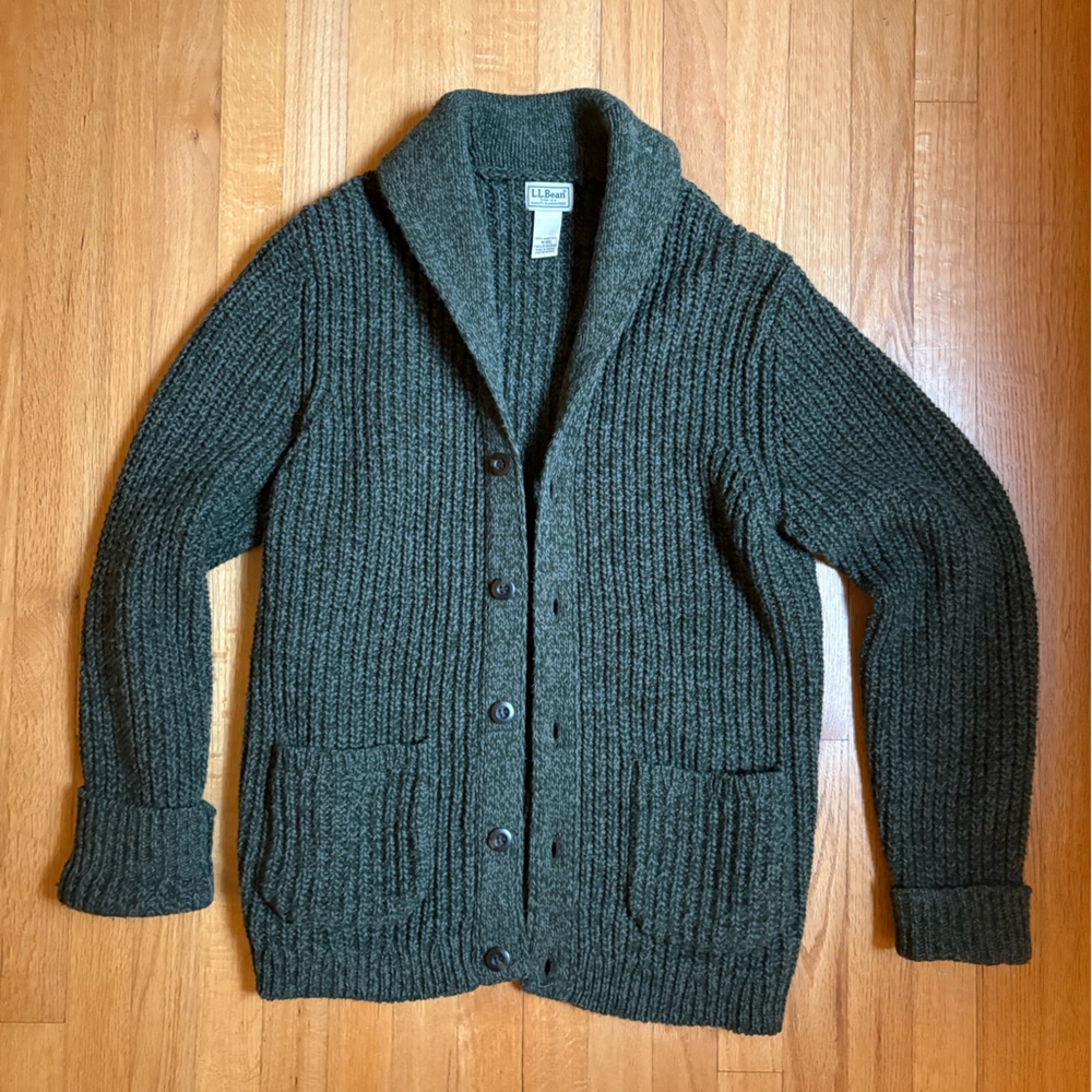 L.L. Bean Ragg Wool Sweater - Shawl Cardigan
